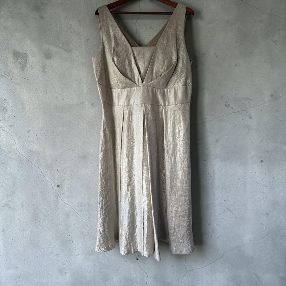 Adrianna Papell Occasions Women's Size 14W Champagne Metallic Cocktail Dress